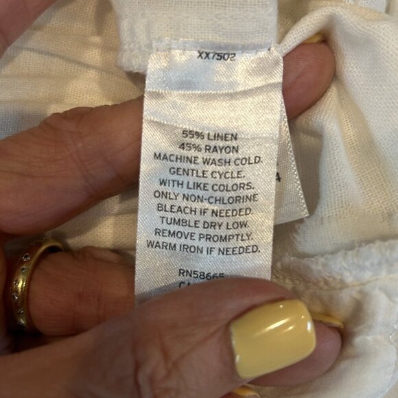 Caslon White Linen Blend Coastal Wide Leg Drawstring Pants Size XS - Picture 5 of 7